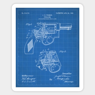 Hand Gun Revolver Patent - Gun Loving Self Defense Art - Blueprint Sticker